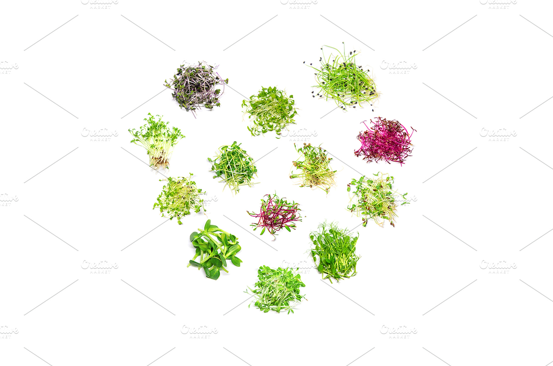 Collage of different microgreens on, a Food & Drink Photo by yanadjana