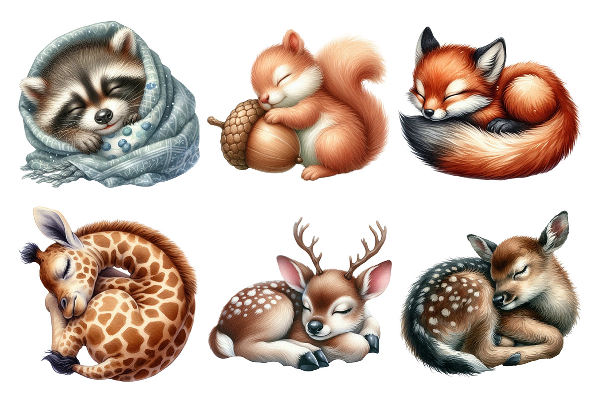 Sleeping Baby Animals, an Illustration by Pixels.Craft (Photo 2 of 7)