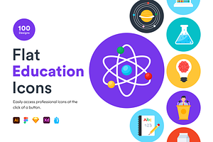 Flat Education Icons, a Duotone Icon by Brickclay