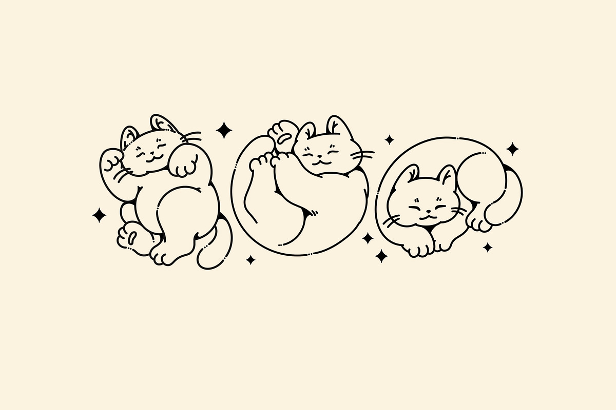 Lazy cute cats. Lineart collection, an Animal Illustration by heyXeni (Photo 4 of 11)