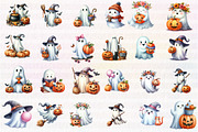 Cute Ghost Halloween Clipart, an Illustration by CreationArt (Thumbnail 3 of 5)