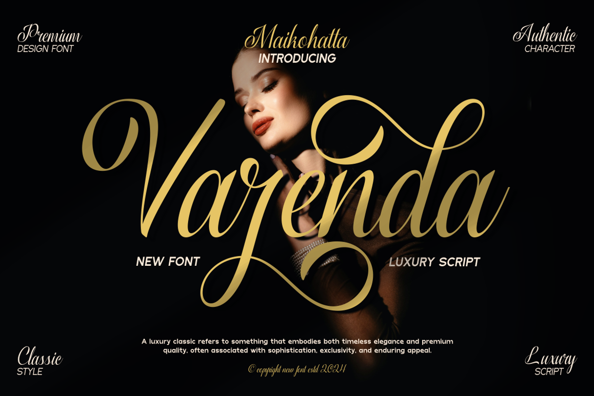 Varenda - Classic Elegant Script, a Script Font by MaikoHatta (Photo 1 of 7)
