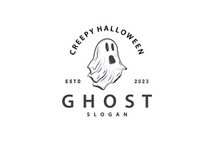 Spooky Ghost Logo Simple Halloween, a Branding & Logo Template by Maylianaw28