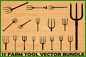 17 Farm Tool Pitchfork Silhouette Bu, an Illustration by Creativeshirt
