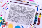 Surreal Landscape - 2 coloring pages, an Illustration by DoodleArtDesigns (Thumbnail 2 of 3)