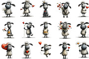 Funny Valentine Sheep Clipart, an Illustration by Designking (Thumbnail 2 of 5)