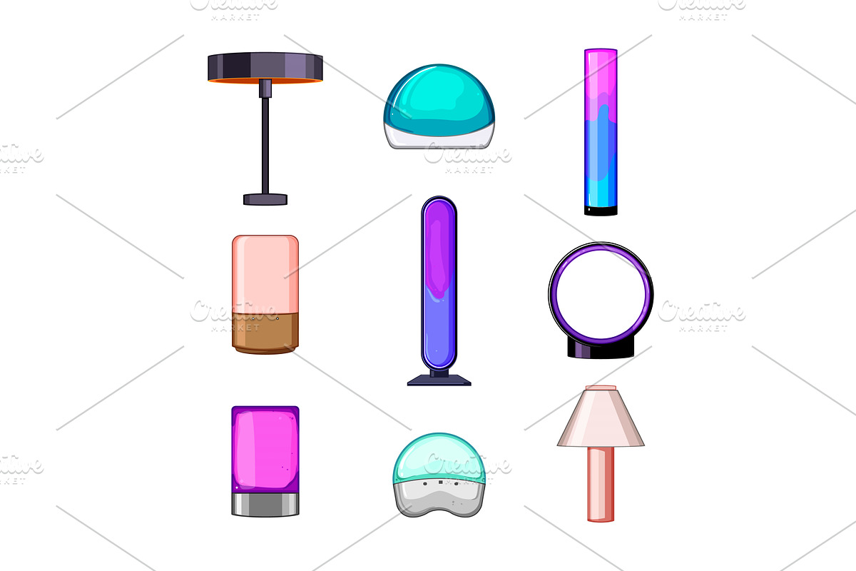 smart lamp set cartoon vector, a Technology Illustration by pikepicture