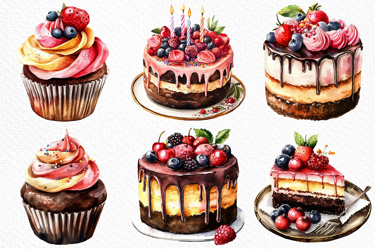 Watercolor Bakery Clipart, an Illustration by Craft Nest (Photo 5 of 8)