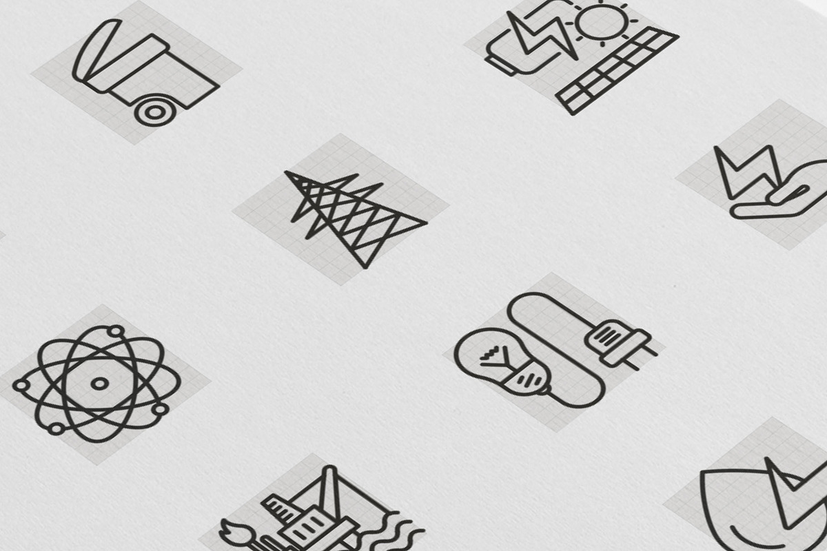 Energy | 16 Thin Line Icons Set, an Outline Icon by Alex Blogoodf (Photo 7 of 9)