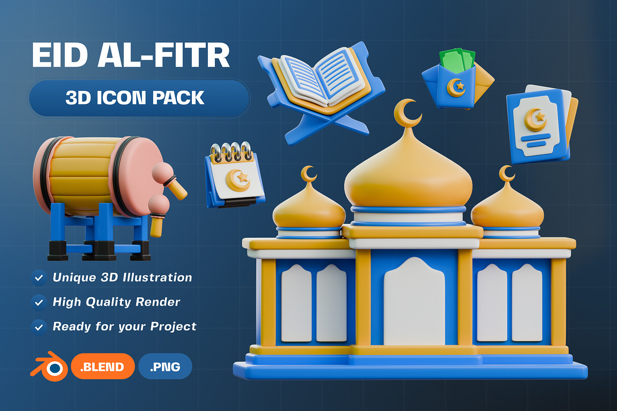 Eid Al-Fitr 3D Icon Pack, an Object 3D Model by Haps Space (Photo 1 of 4)