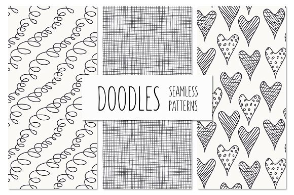 Doodles. Seamless Patterns Set 1 preview 5