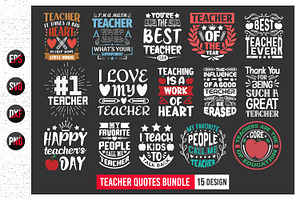 Teacher typographic svg bundle.