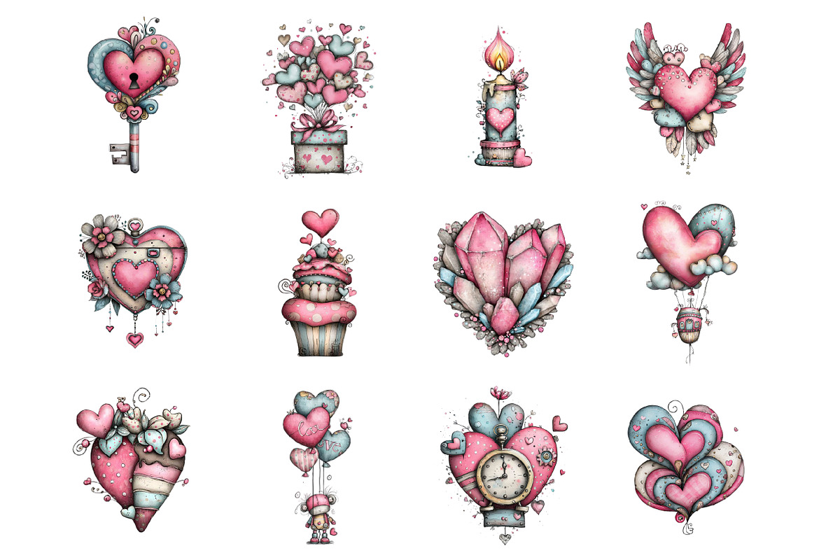 Valentines Day Clipart Png, an Illustration by Design Market (Photo 2 of 3)