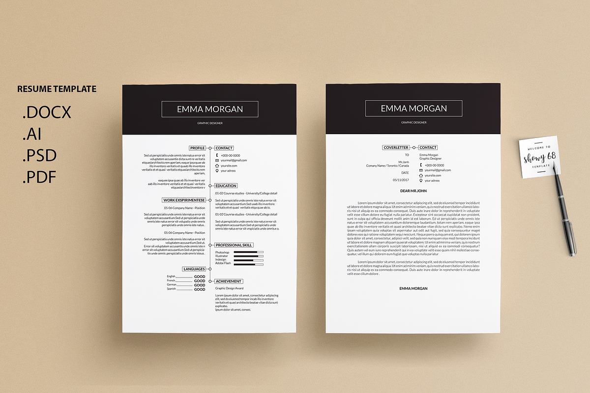 Pack Resume and Card Template / M, a Resume Template by Showy68 Template (Photo 2 of 8)