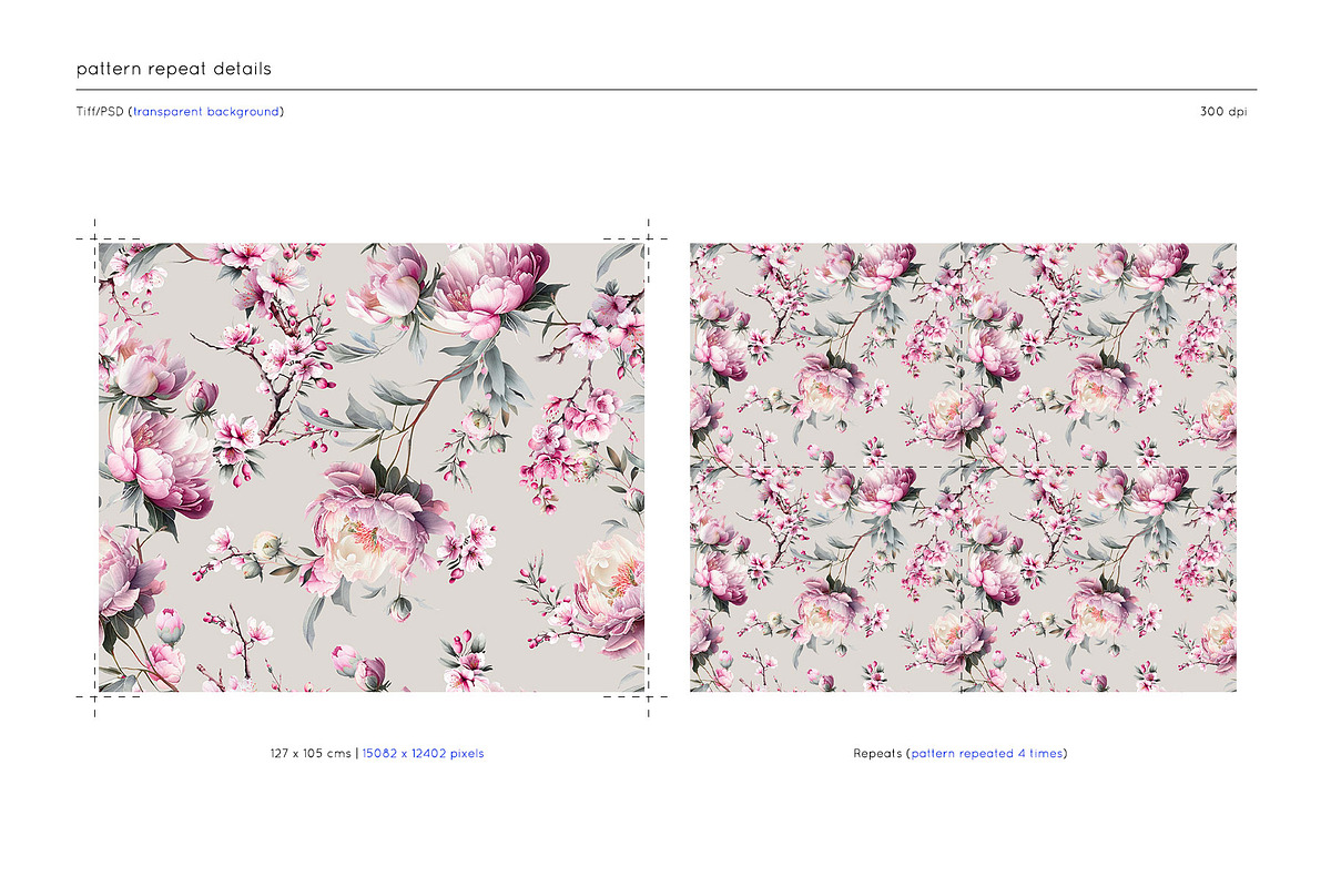 Hanami, Peonies and Sakura Patterns, a Wallpaper Graphic by Pink Linen (Photo 4 of 10)