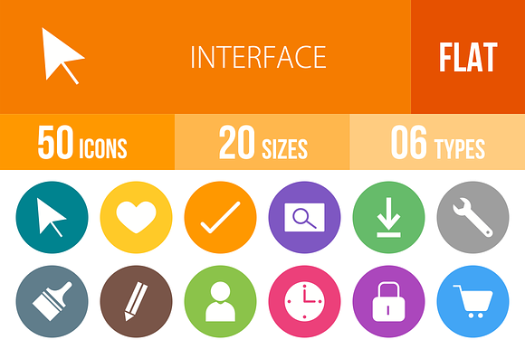 50 Interface Flat Round Icons