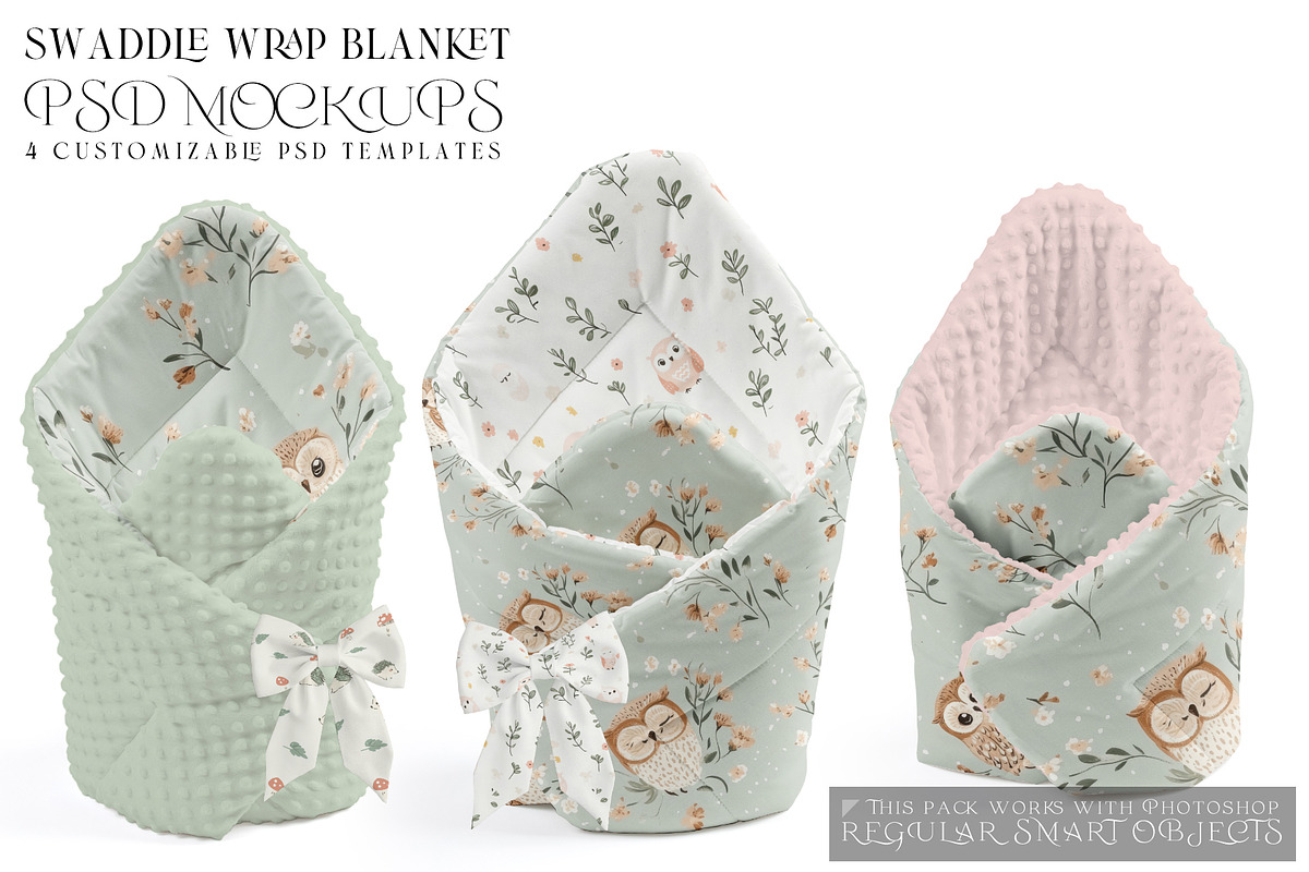 Swaddle Wrap Blankets Minky & Muslin, a Mockup by mock-ups (Photo 1 of 31)