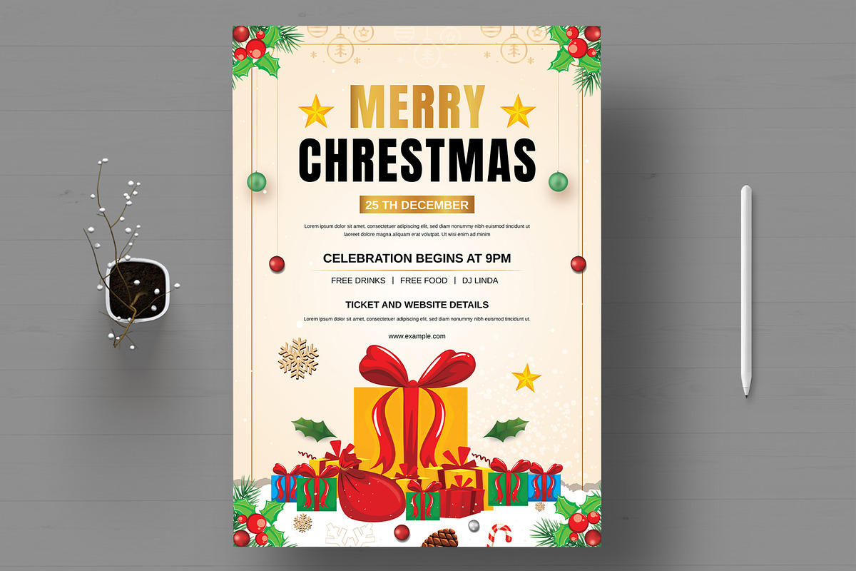 Christmas Flyer Layout, a Flyer Template by MightyDesign (Photo 1 of 8)