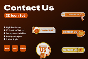 Contact Us 3D Icon Set