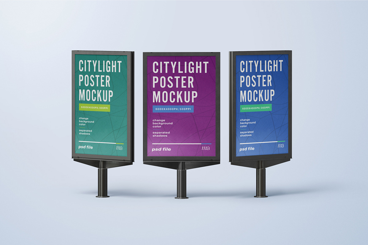 Citylight Poster Mockup Set, a Print Template by mockupatelier (Photo 5 of 12)