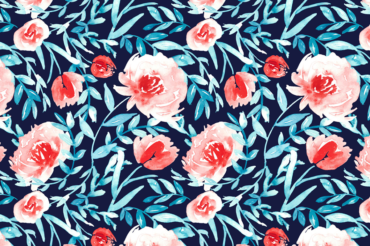 Coral, turquoise and navy, a Pattern Graphic by Anya-D (Photo 2 of 5)
