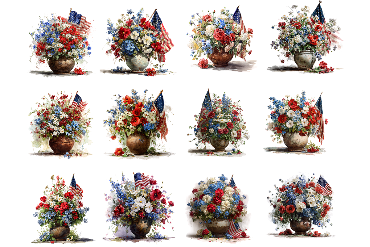Independence Day Flower Clipart, a Decorative Illustration by stickermadness (Photo 4 of 4)