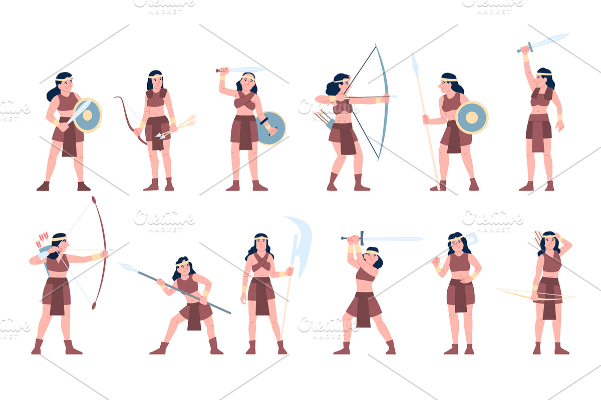 Cartoon amazon girls. Female, a Person Illustration by LadadikArt
