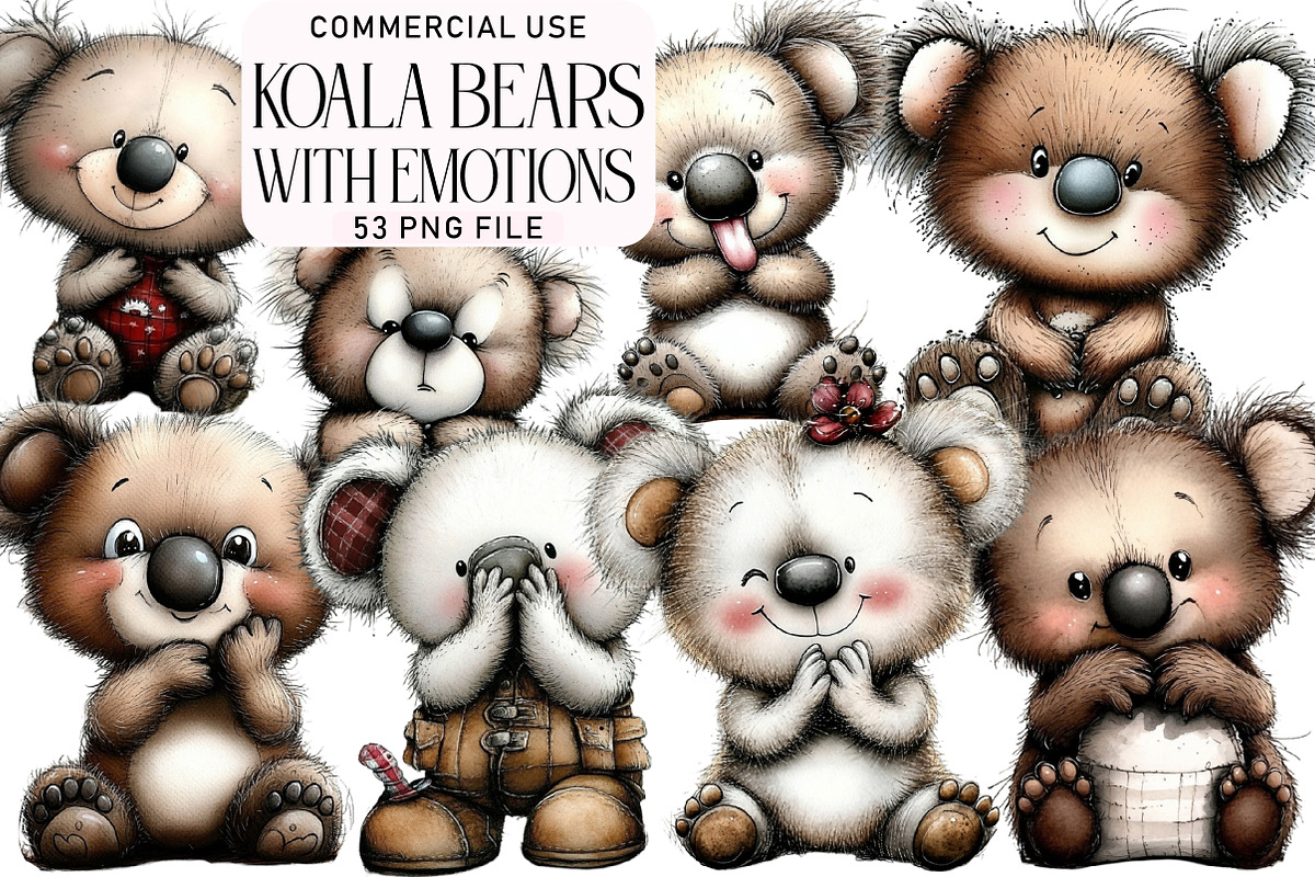 Koala Bears with Emotions Clipart, an Illustration by Daily.Designs (Photo 1 of 5)