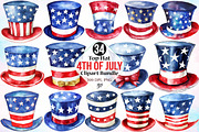 Top Hat 4th of July Clipart Bundle, a Seasonal Illustration by Canvas Craft (Thumbnail 1 of 4)