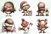Watercolor Christmas Birds Clipart, an Illustration by Creative Art (Thumbnail 5 of 9)