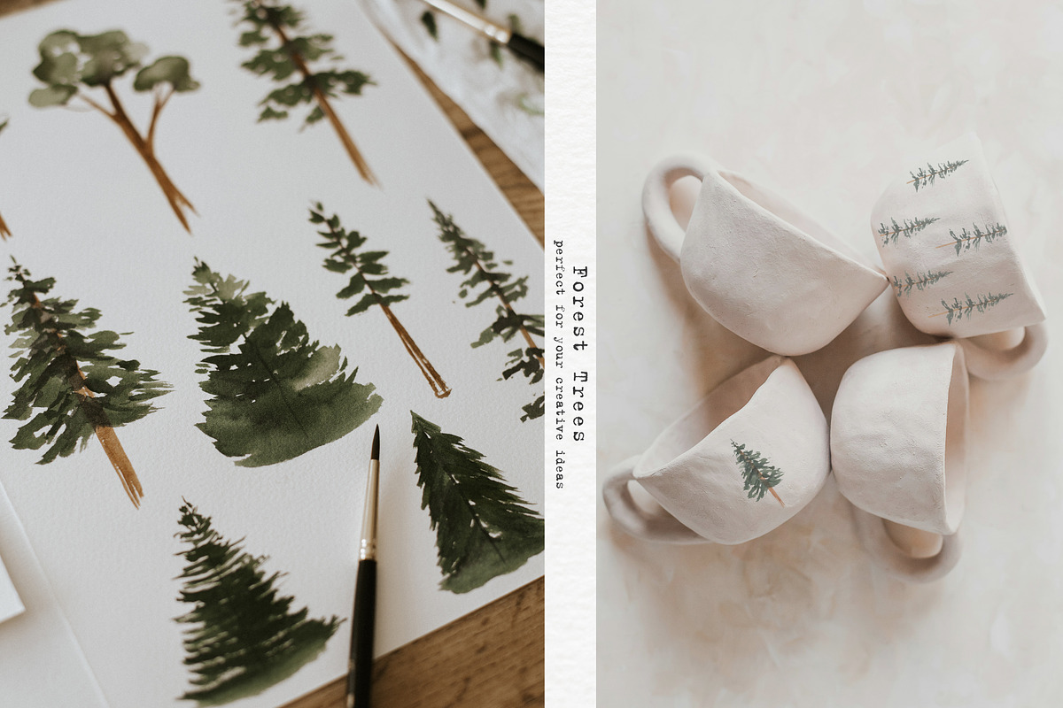 Watercolor Forest Trees Clipart, an Education Illustration by Ooh Lily (Photo 4 of 6)
