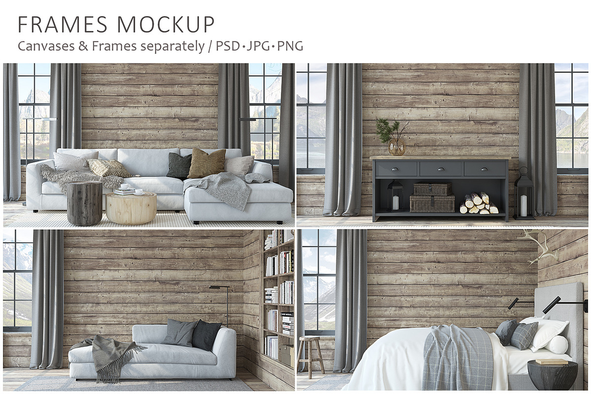 MOUNTAIN RETREAT HOME Frame mockups, a Poster Template by MyHomeMockups (Photo 1 of 10)
