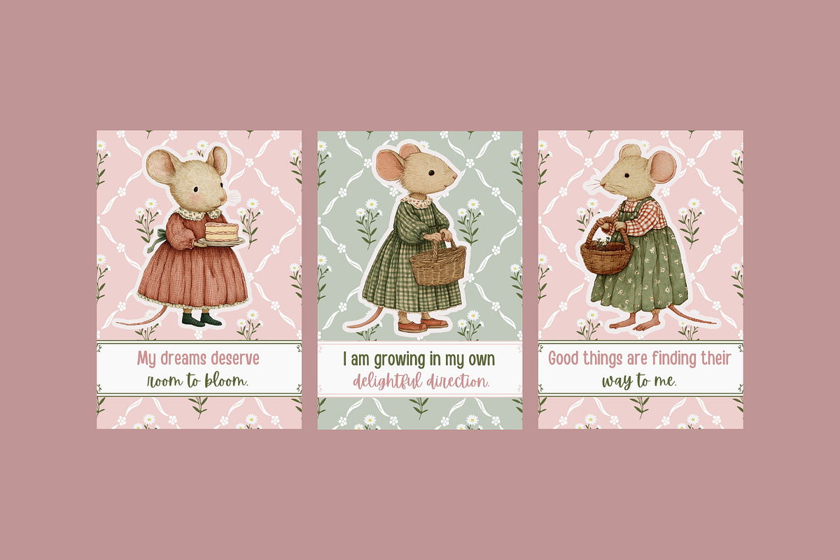 Soft Cottagecore Affirmation Cards, an Animal Illustration by Kaleidokika (Photo 3 of 4)
