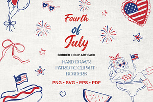 Fourth of July Clipart Bundle, a Seasonal Illustration by Fins and Fiction