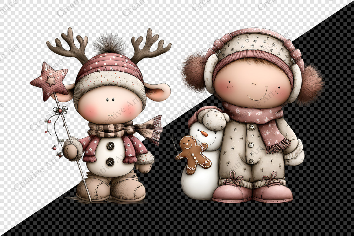 Watercolor Christmas Snowman Clipart, an Illustration by Creative Art (Photo 10 of 10)