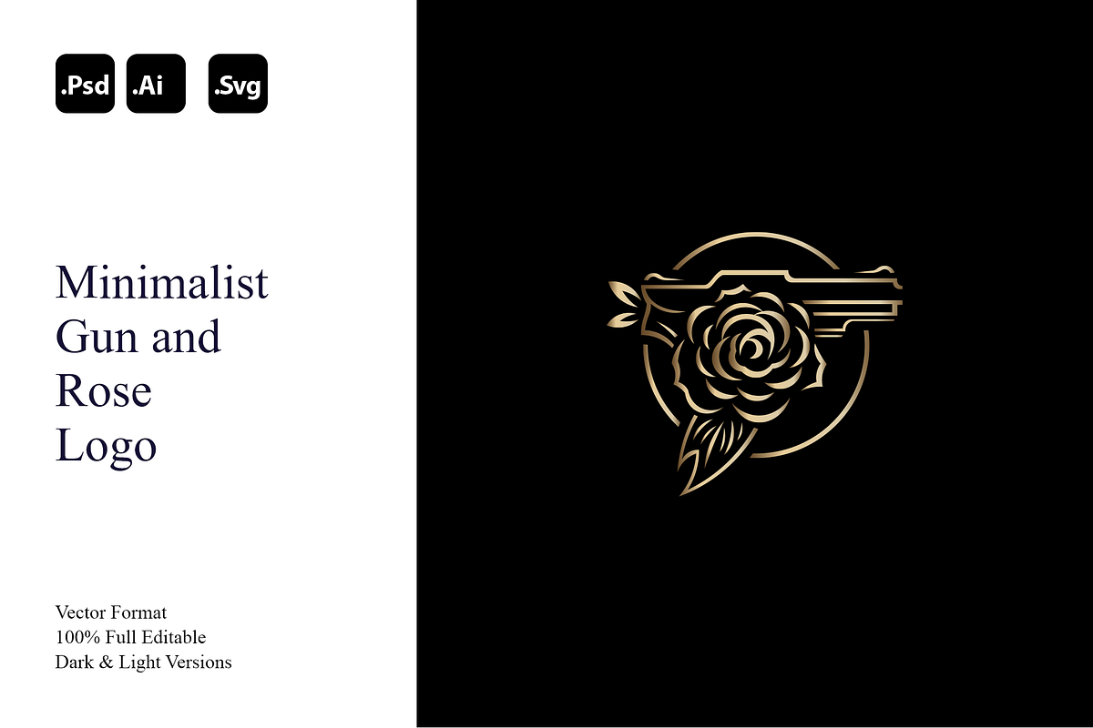 Minimalist Gun and Rose Logo, a Branding & Logo Template by Luxury Logos (Photo 1 of 4)