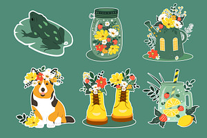 SET OF SUMMER STICKERS