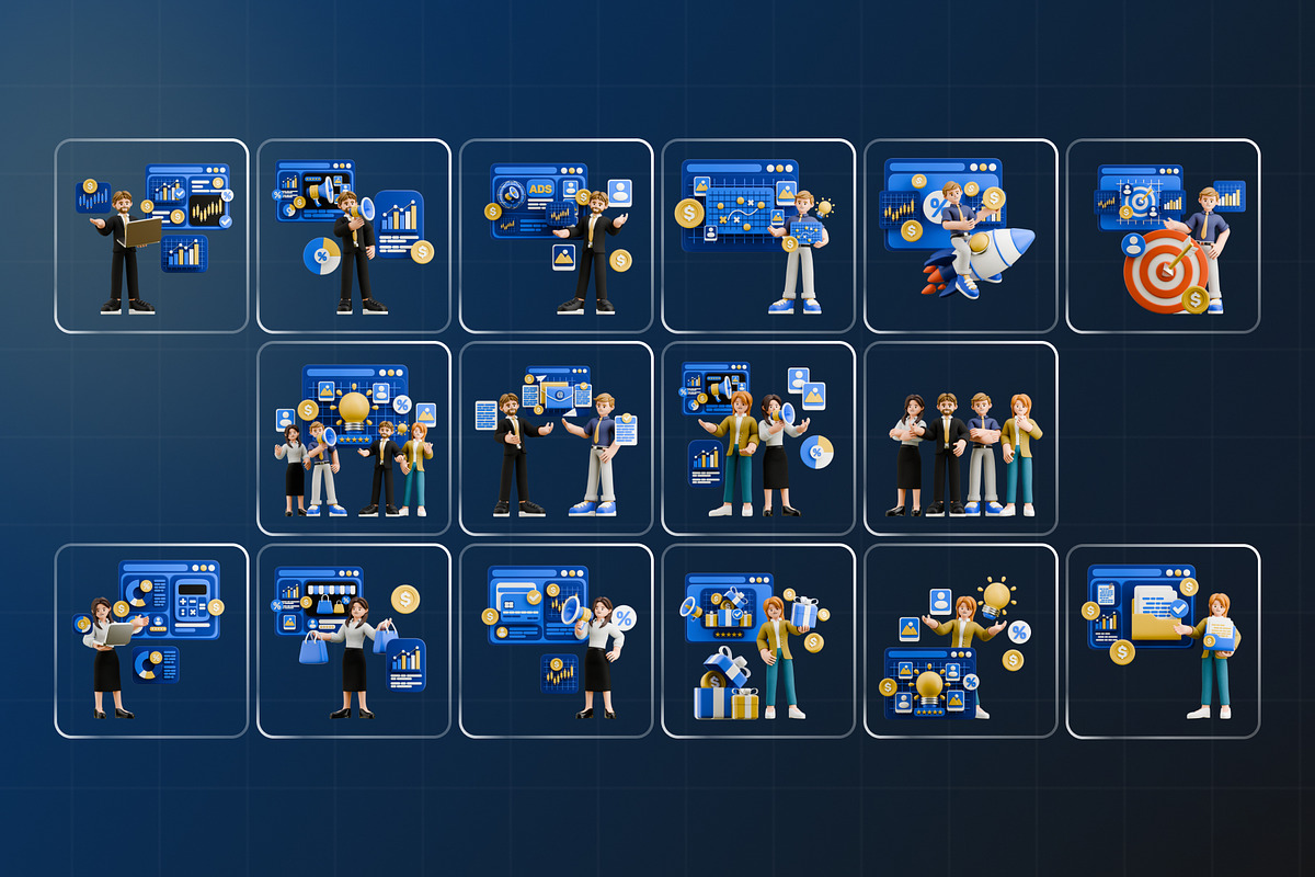 Business Marketing Character 3D Pack, a Characters & Person 3D Model by Haps Space (Photo 4 of 4)