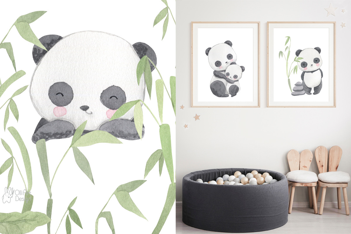 PANDA watercolor clipart, an Animal Illustration by OlliArtDesign (Photo 3 of 6)