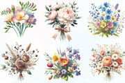Watercolor Flower Bouquets Clipart, an Illustration by CraftArtStudio (Thumbnail 2 of 6)