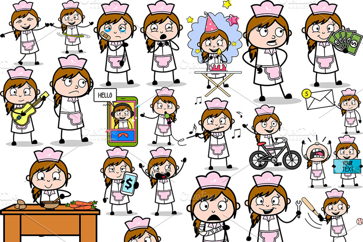 Waitress ~ Cartoon Character Set, a Food Illustration by The Toon Company (Photo 5 of 10)