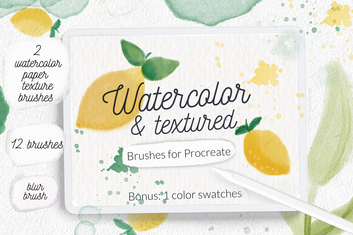 Watercolor texture aquarelle brushes, a Brush Add-On by Let's Art (Photo 1 of 11)