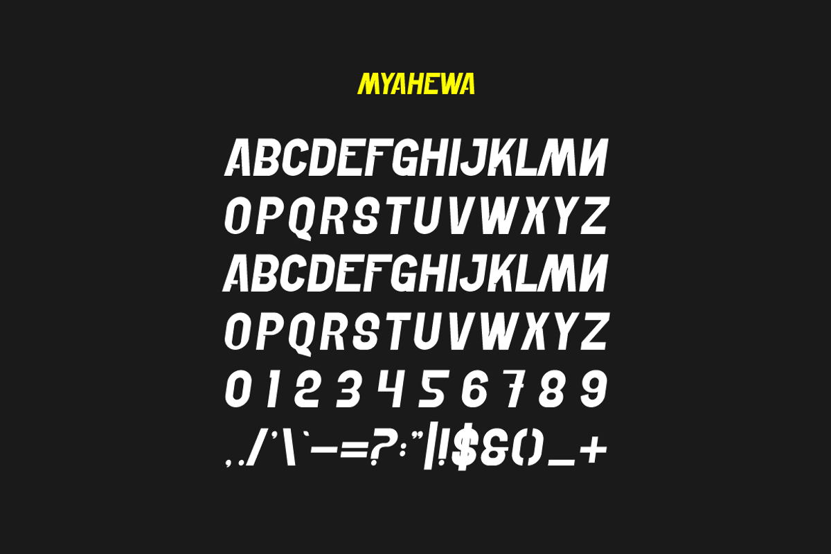 Myahewa - Sporty Font, a Sans Serif Font by Iqsiart Studio (Photo 6 of 7)