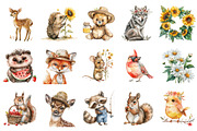 Boho Summer Woodland Animals Clipart, an Illustration by Design Market (Thumbnail 2 of 4)