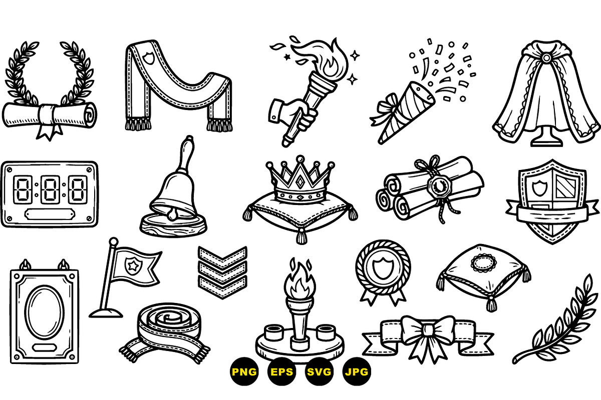 Graduation Ceremony Icon Set, an Illustration by designvectx (Photo 2 of 3)
