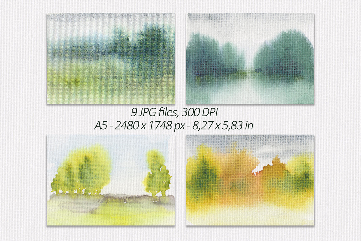Watercolor Landscapes on Canvas, a Background Graphic by SweetRenieDesigns (Photo 2 of 4)