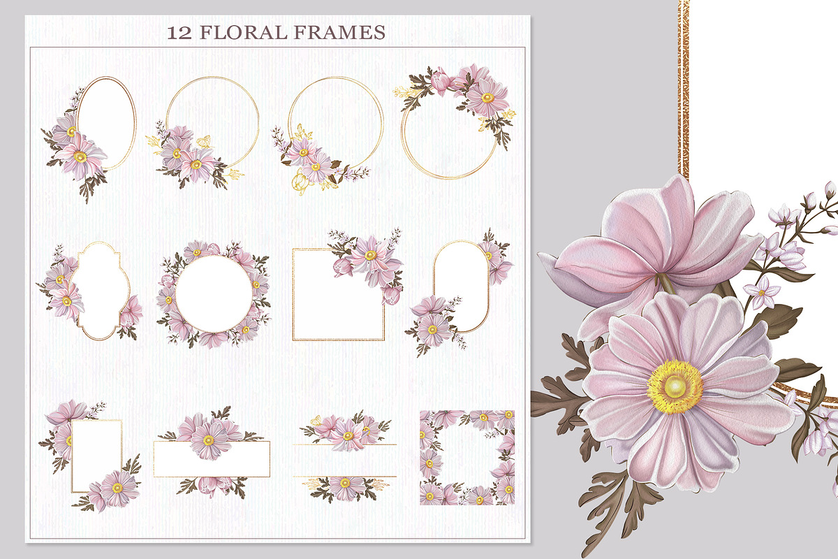 Pink floral bloom Individual element, a Decorative Illustration by DamriNa art (Photo 6 of 10)