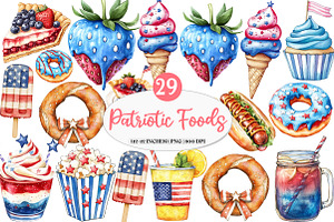 Patriotic Party Foods Clipart, an Icon by Watercolor design