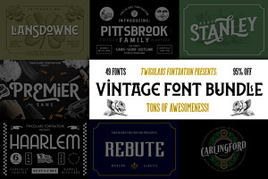 Vintage Font Bundle | 49 Fonts in 1, a Sans Serif Font by Twicolabs Fontdation