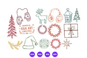 Christmas Hand Drawn Folk Art Set, a Seasonal Illustration by designvectx (Thumbnail 7 of 10)